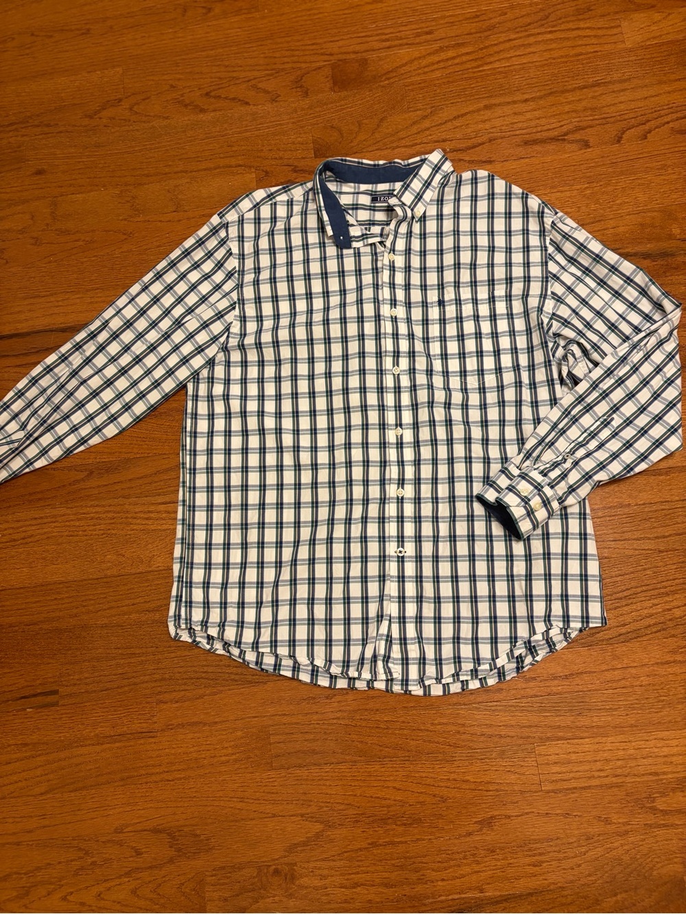 Izod | Classic Men's Blue Plaid Button-Down Shirt size XL